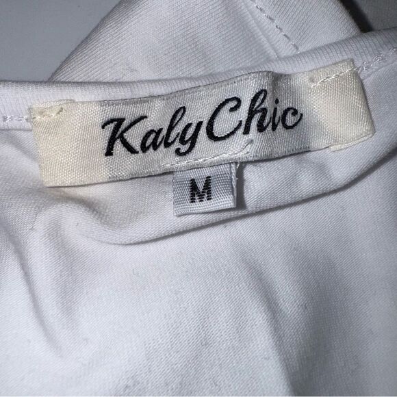 Kaly Chic Solid White Sleeveless adjustable spaghetti strap crop top cotton M - Picture 8 of 11
